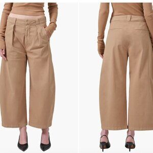 Citizens of Humanity Cara Pleated Wide Leg Pants Khaki Tan Crop Trousers 6 28